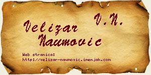 Velizar Naumović vizit kartica